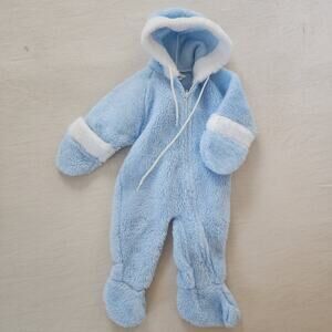 Vintage Fuzzy Hooded PJs 3-9 months